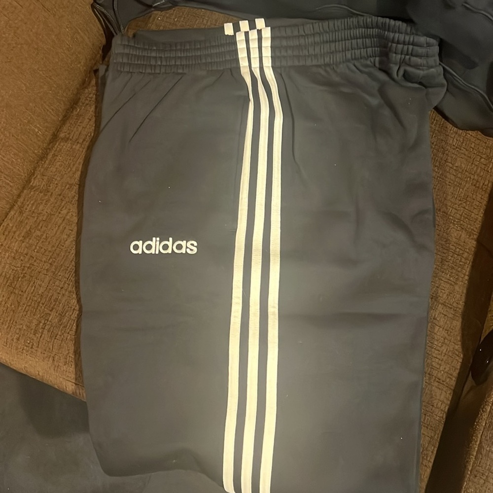 Adidas Black Hooded Sweatsuit with White Stripes - Picture 2 of 8